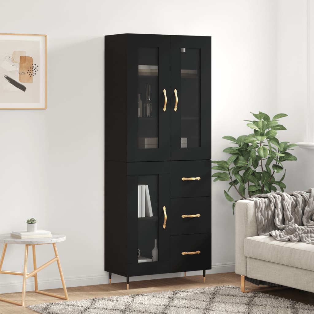 vidaXL Highboard Black 69.5x34x180 cm Engineered Wood
