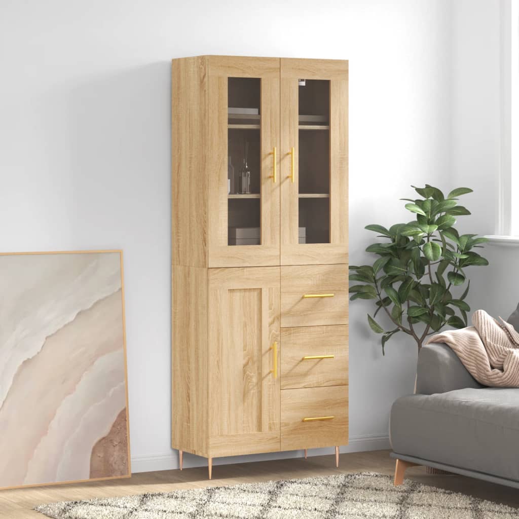 vidaXL Highboard Sonoma Oak 69.5x34x180 cm Engineered Wood