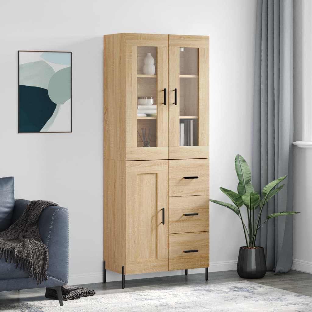 vidaXL Highboard Sonoma Oak 69.5x34x180 cm Engineered Wood