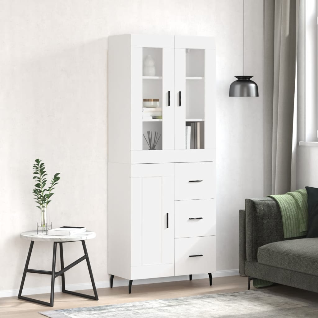 vidaXL Highboard High Gloss White 69.5x34x180 cm Engineered Wood