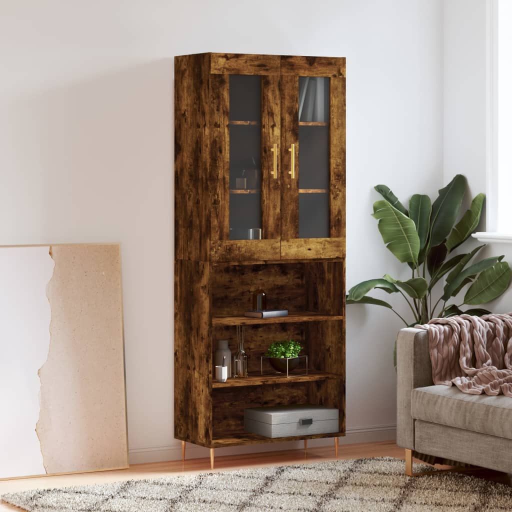vidaXL Highboard Smoked Oak 69.5x34x180 cm Engineered Wood