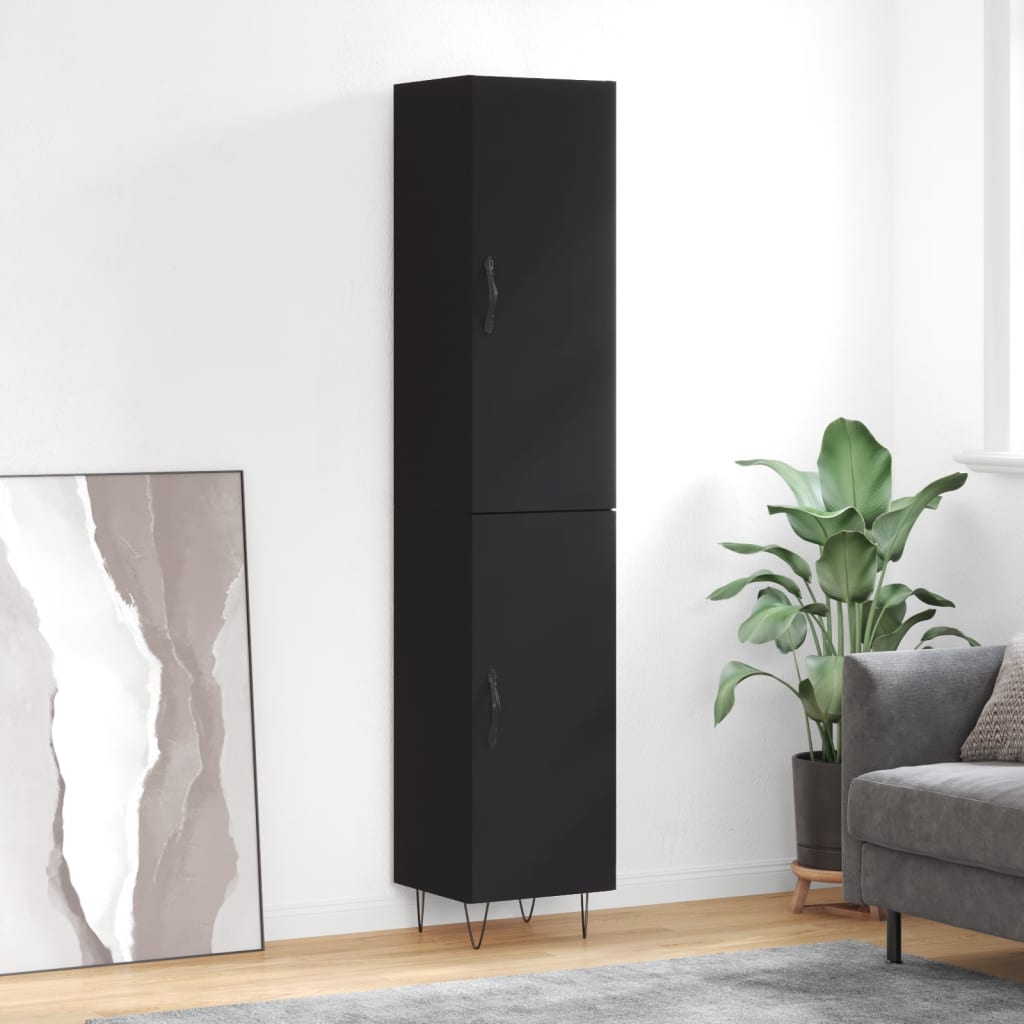 vidaXL Highboard Black 34.5x34x180 cm Engineered Wood