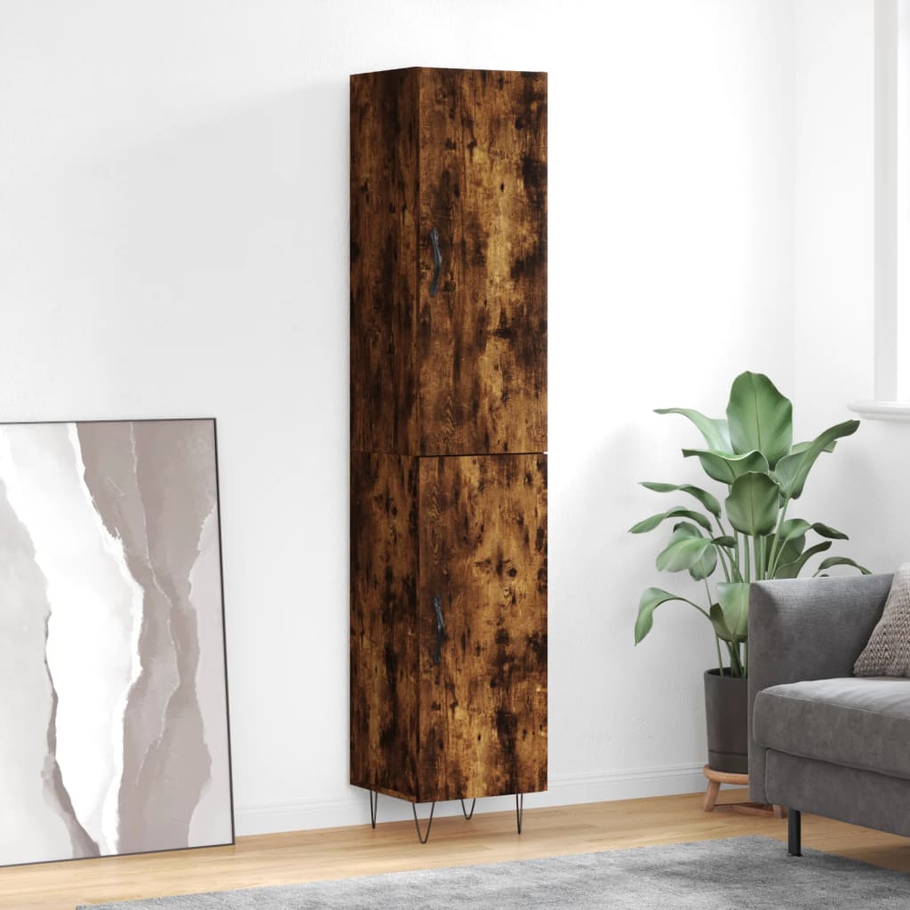 vidaXL Highboard Smoked Oak 34.5x34x180 cm Engineered Wood