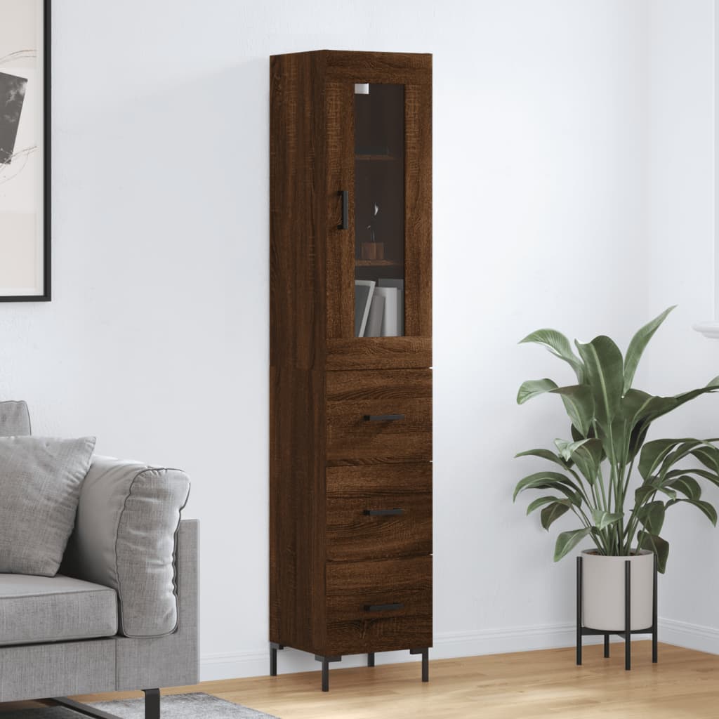 vidaXL Highboard Brown Oak 34.5x34x180 cm Engineered Wood