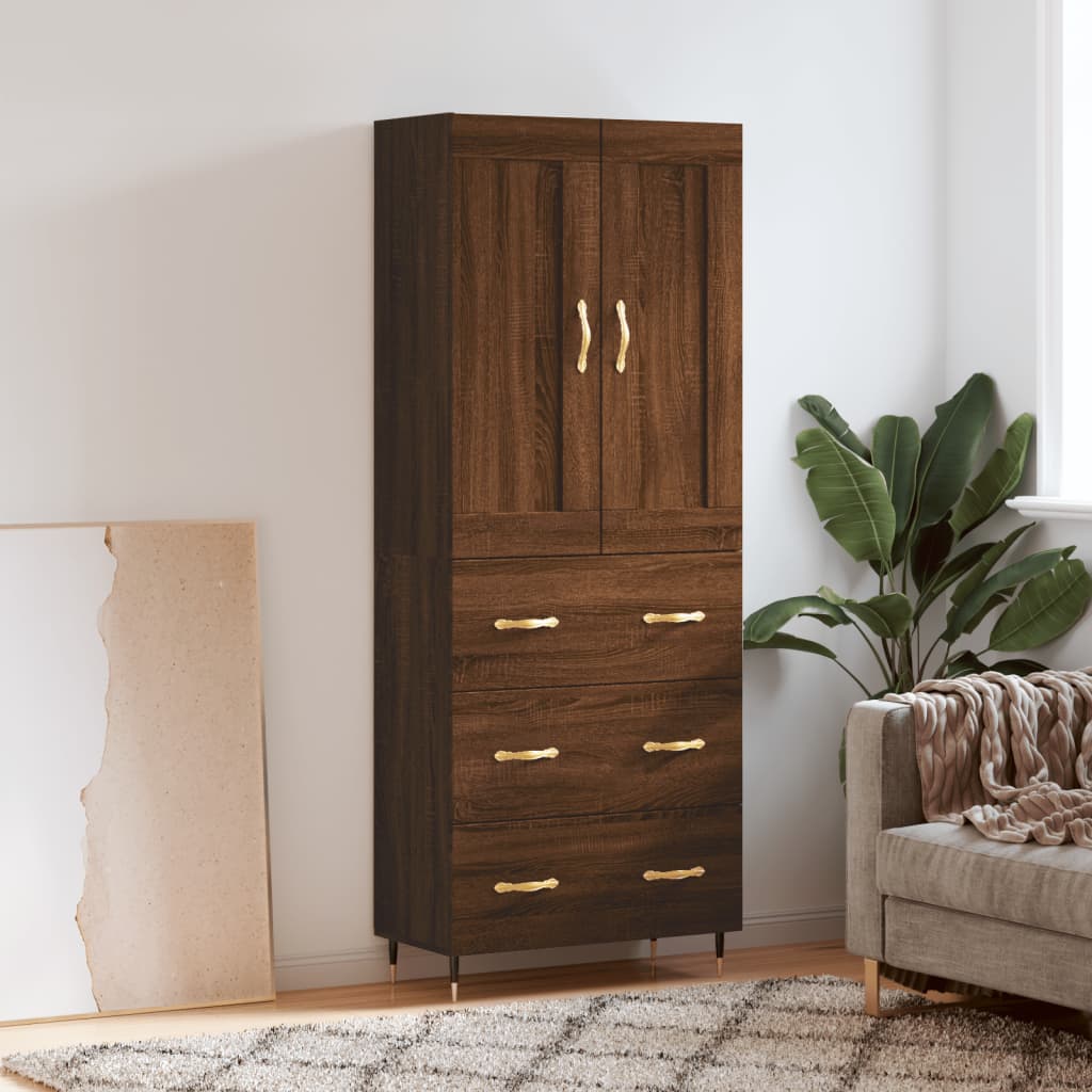 vidaXL Highboard Brown Oak 69.5x34x180 cm Engineered Wood