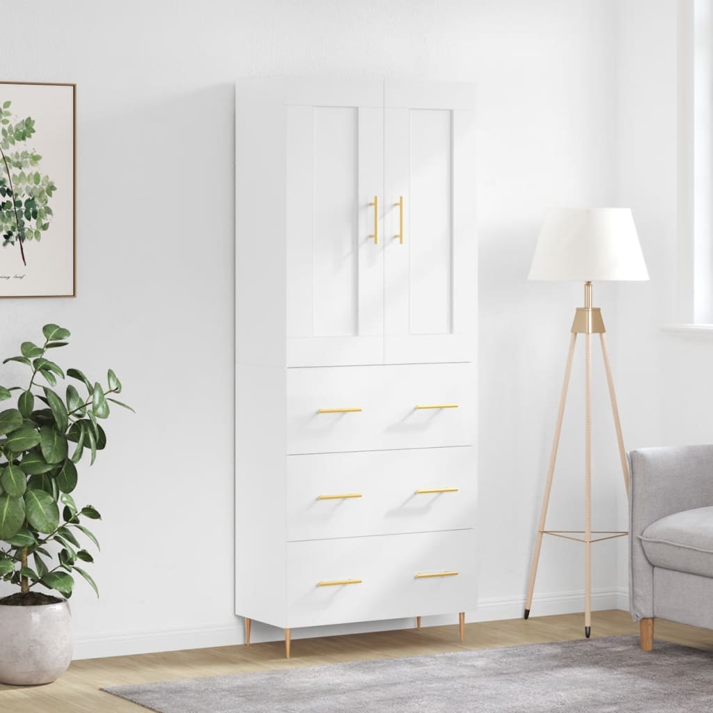 vidaXL Highboard High Gloss White 69.5x34x180 cm Engineered Wood