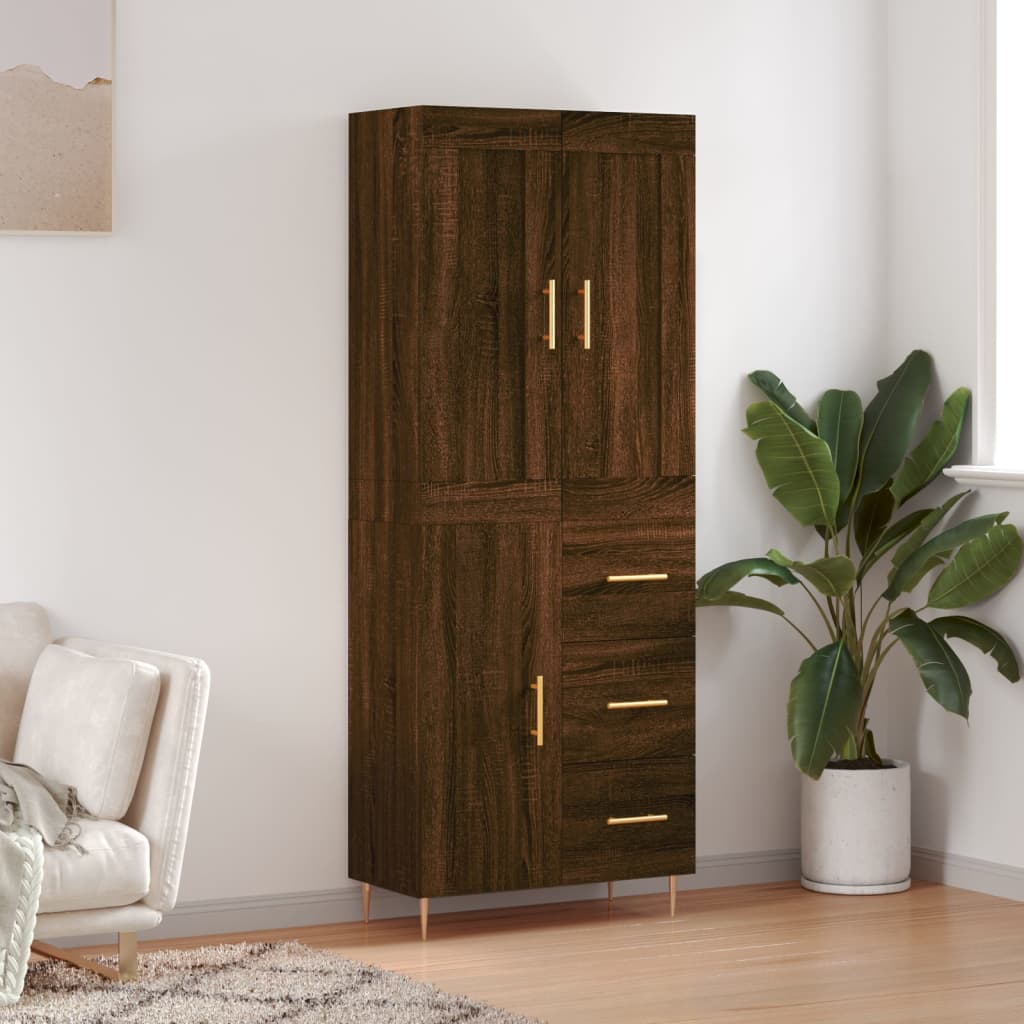 vidaXL Highboard Brown Oak 69.5x34x180 cm Engineered Wood