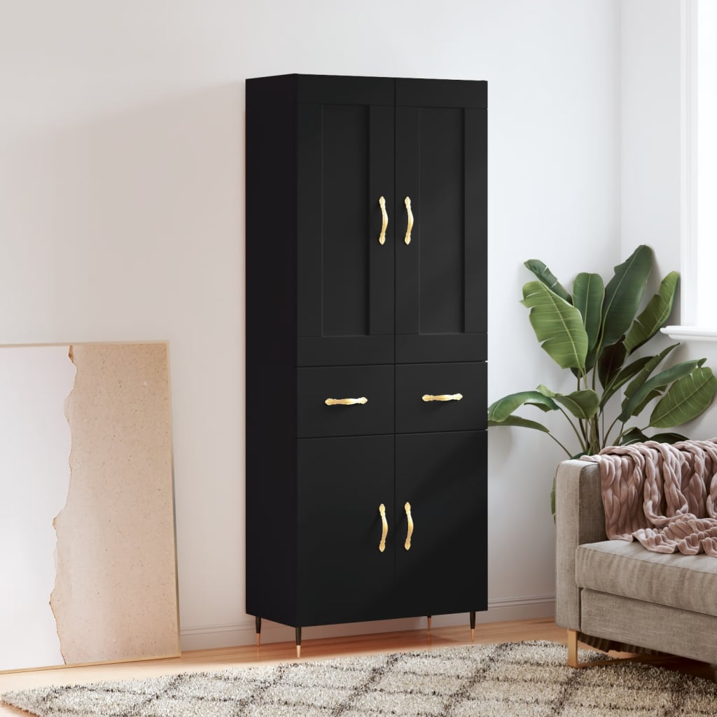 vidaXL Highboard Black 69.5x34x180 cm Engineered Wood