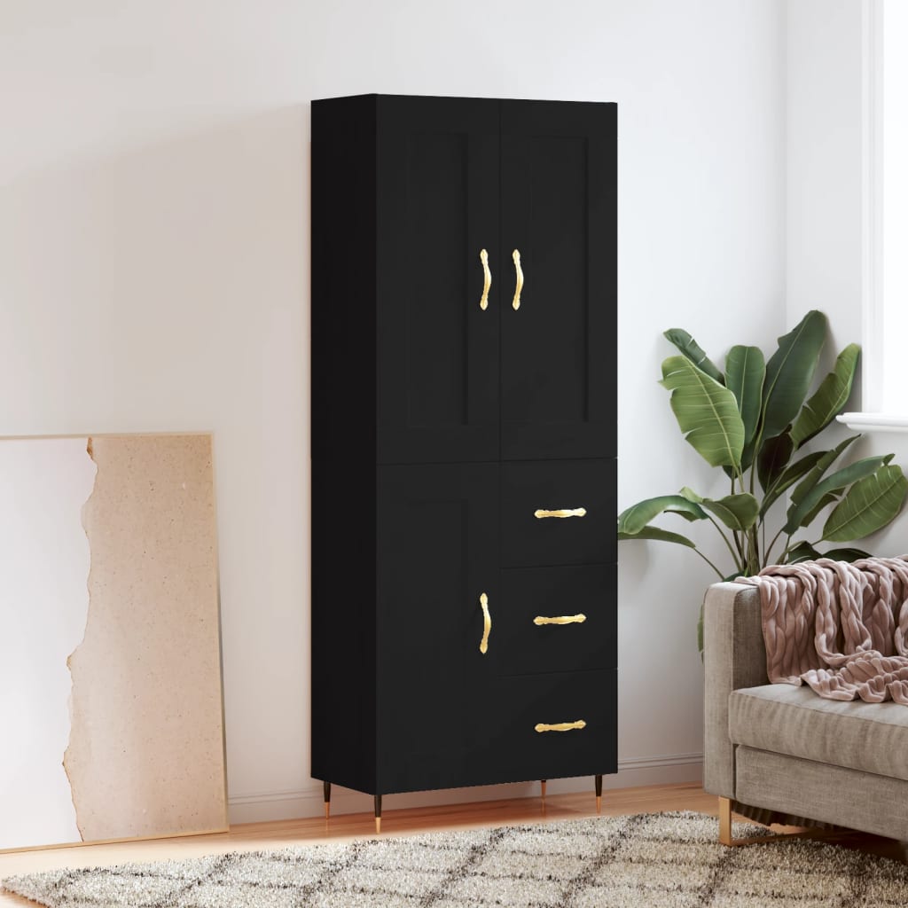 vidaXL Highboard Black 69.5x34x180 cm Engineered Wood