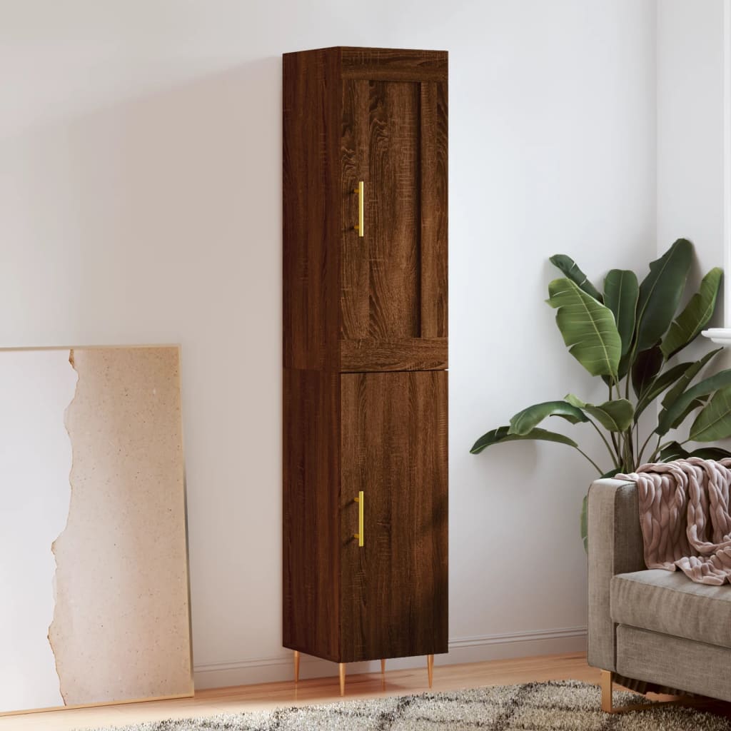 vidaXL Highboard Brown Oak 34.5x34x180 cm Engineered Wood