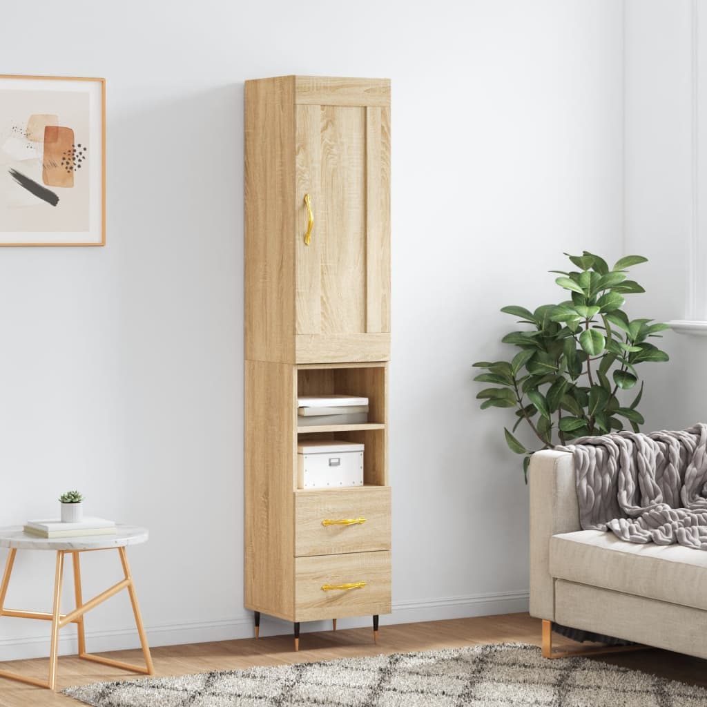 vidaXL Highboard Sonoma Oak 34.5x34x180 cm Engineered Wood
