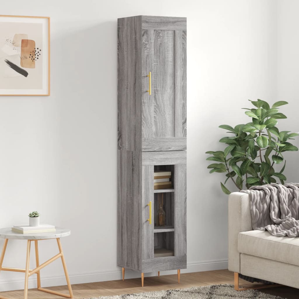 vidaXL Highboard Grey Sonoma 34.5x34x180 cmŒæEngineered Wood