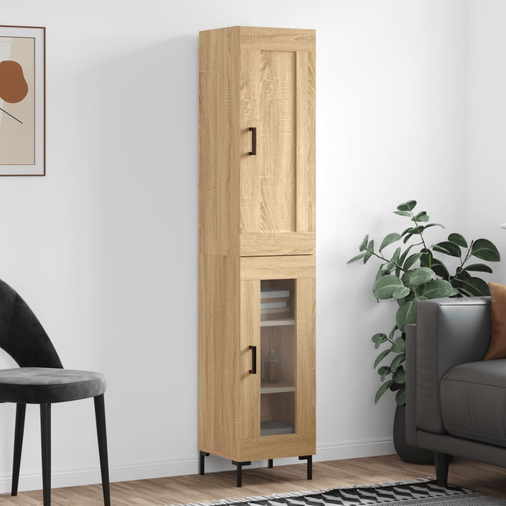 vidaXL Highboard Sonoma Oak 34.5x34x180 cm Engineered Wood