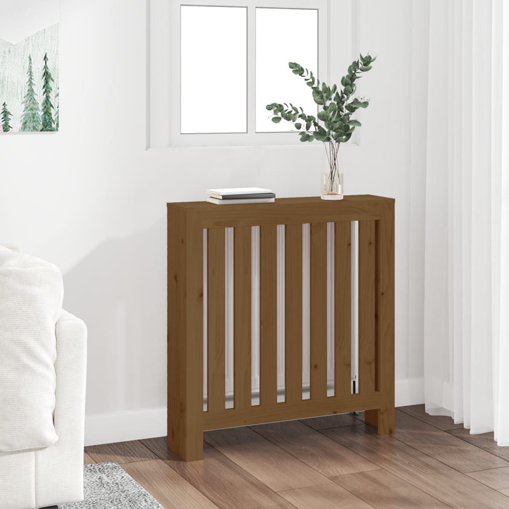 vidaXL Radiator Cover Honey Brown 79.5x19x84 cm Solid Wood Pine