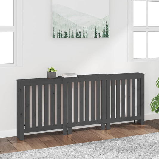 vidaXL Radiator Cover Grey 210x21x85 cm Solid Wood Pine