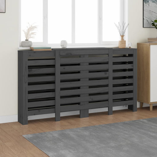 vidaXL Radiator Cover Grey 210x21x85 cm Solid Wood Pine