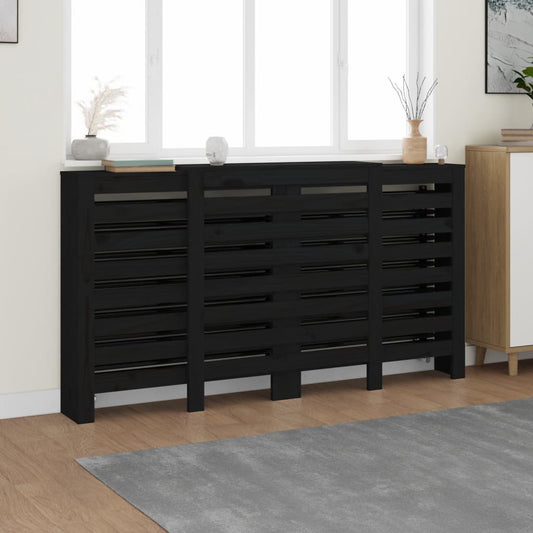 vidaXL Radiator Cover Black 210x21x85 cm Solid Wood Pine