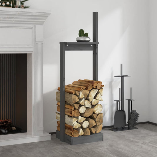 vidaXL Log Holder Grey 33.5x30x110 cm Solid Wood Pine