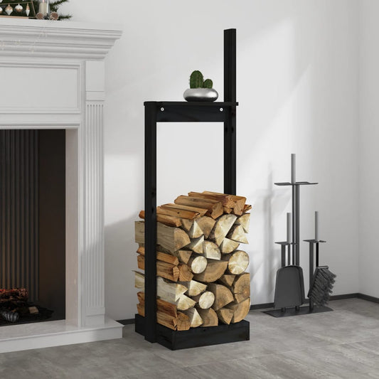vidaXL Log Holder Black 33.5x30x110 cm Solid Wood Pine
