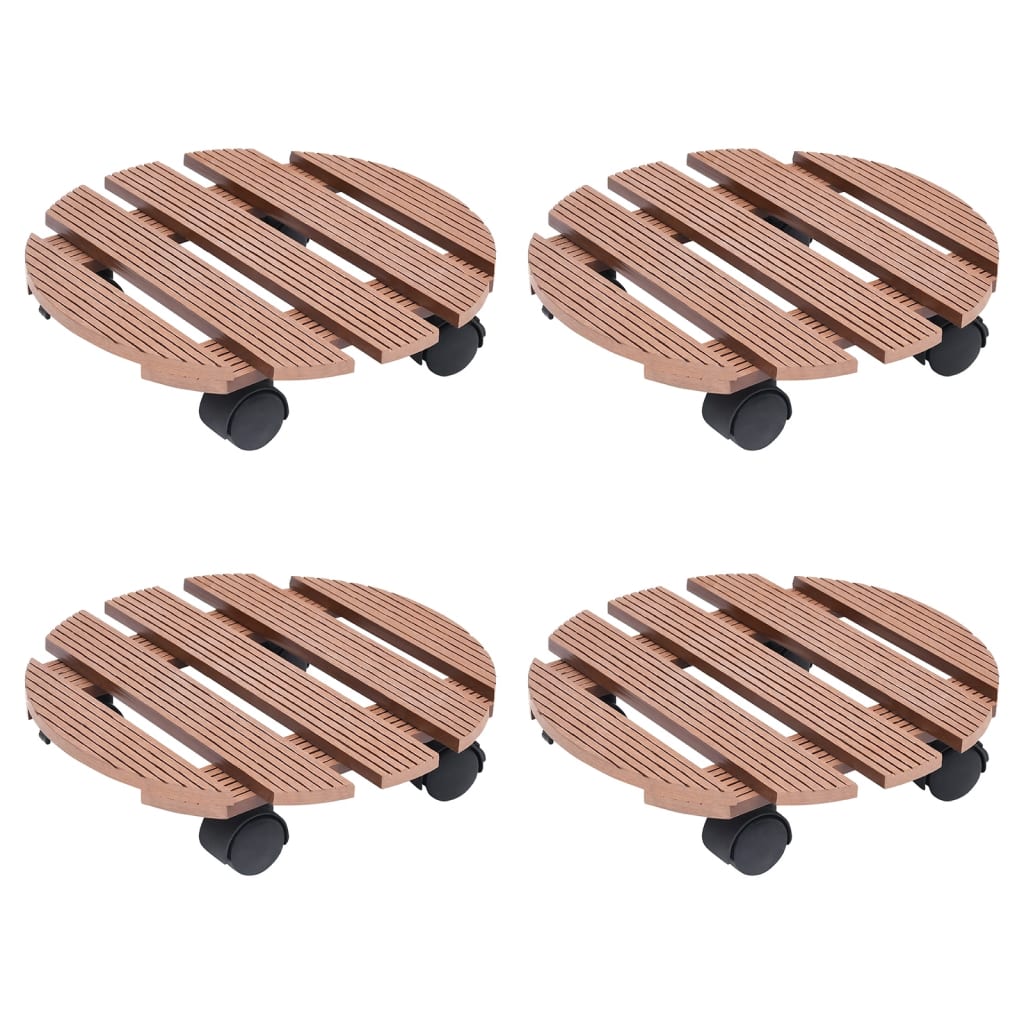 vidaXL Plant Trolleys 4 pcs Brown íÖ30x7,5 cm WPC