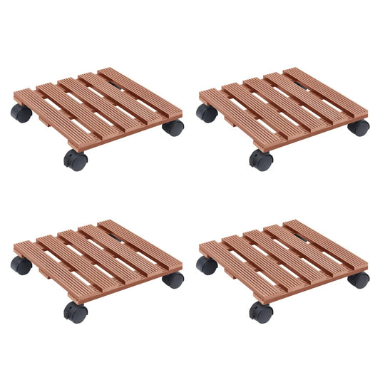 vidaXL Plant Trolleys 4 pcs Brown 30x30x7,5 cm WPC