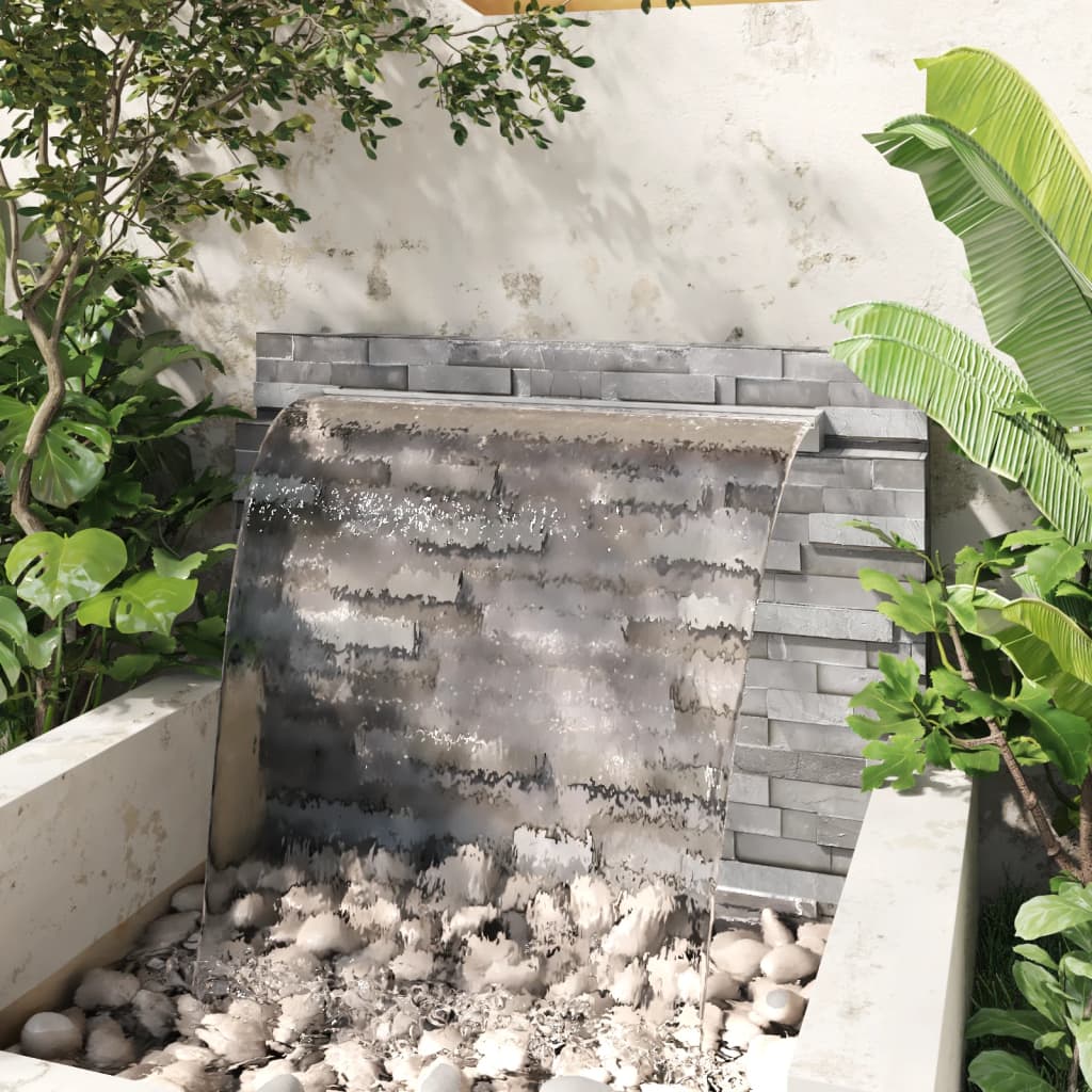 vidaXL Rectangular Waterfall Pool Fountain Stainless Steel 110 cm