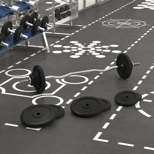 vidaXL Barbell with Plates 90 kg Cast Iron & Chrome Plated Steel