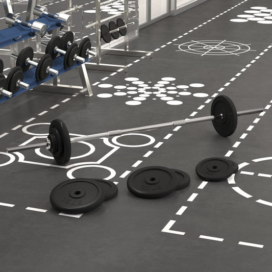 vidaXL Barbell with Plates 90 kg Cast Iron