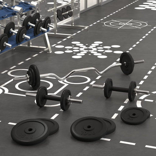 vidaXL Barbell and Dumbbell with Plates 90 kg Cast Iron