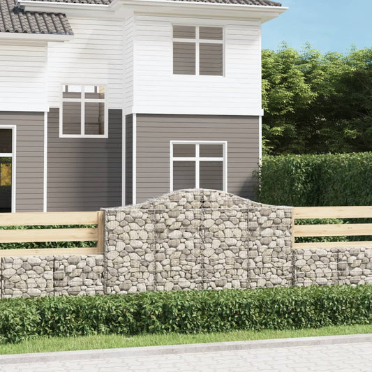 vidaXL Arched Gabion Baskets 11 pcs 200x30x120/140 cm Galvanised Iron