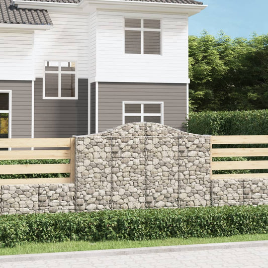vidaXL Arched Gabion Baskets 13 pcs 200x30x140/160 cm Galvanised Iron