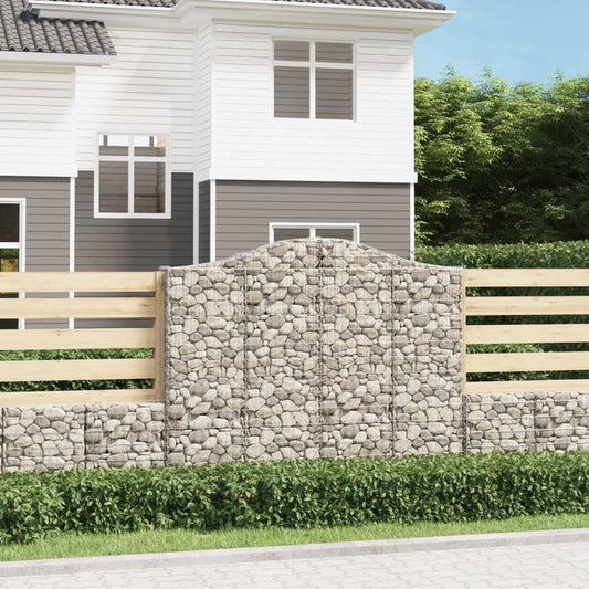 vidaXL Arched Gabion Baskets 9 pcs 200x30x160/180 cm Galvanised Iron