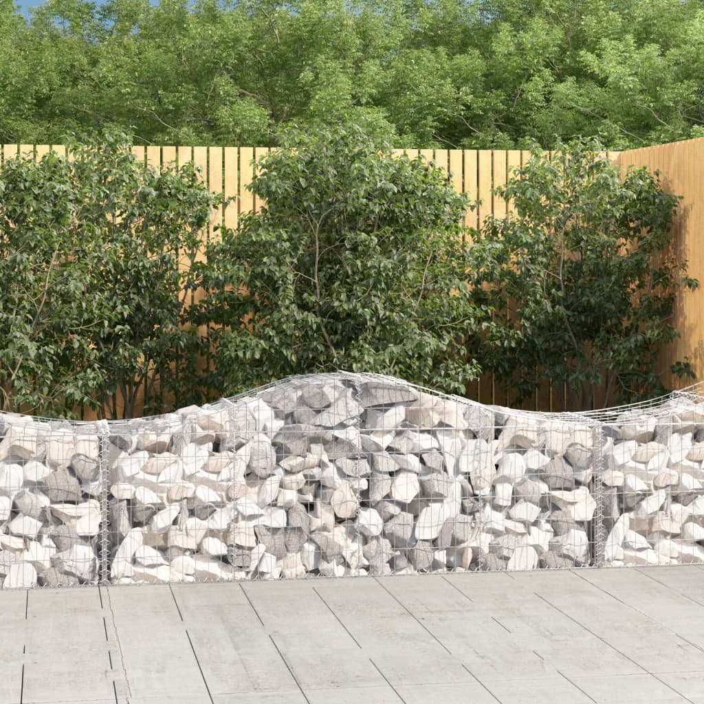 vidaXL Arched Gabion Baskets 10 pcs 200x50x60/80 cm Galvanised Iron