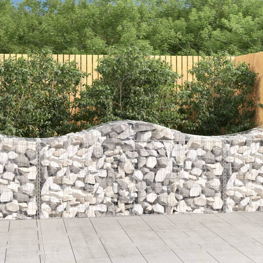 vidaXL Arched Gabion Baskets 11 pcs 200x50x80/100 cm Galvanised Iron