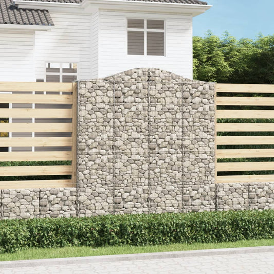 vidaXL Arched Gabion Baskets 2 pcs 200x50x220/240 cm Galvanised Iron