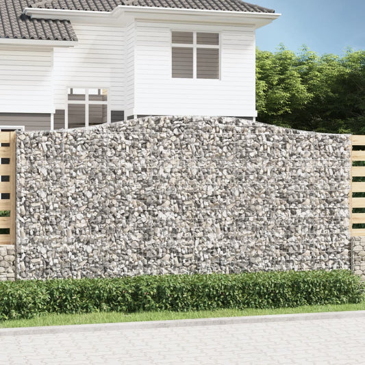 vidaXL Arched Gabion Baskets 2 pcs 400x30x200/220 cm Galvanised Iron