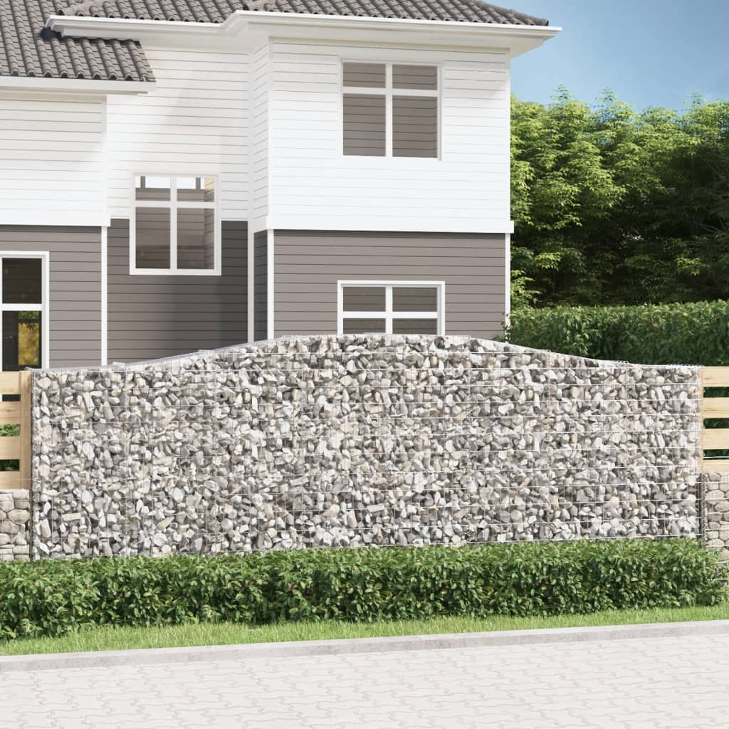 vidaXL Arched Gabion Baskets 9 pcs 400x50x140/160 cm Galvanised Iron
