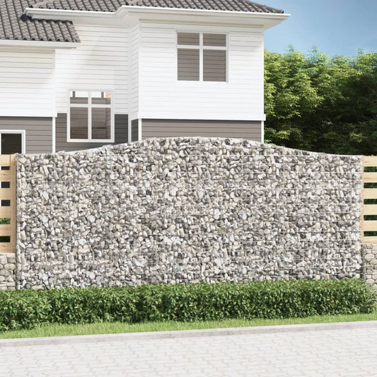 vidaXL Arched Gabion Baskets 3 pcs 400x50x180/200 cm Galvanised Iron