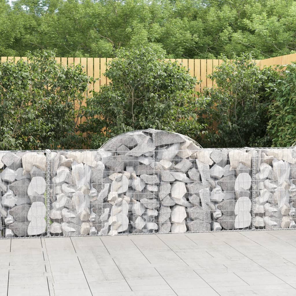 vidaXL Arched Gabion Baskets 12 pcs 200x30x80/100 cm Galvanised Iron