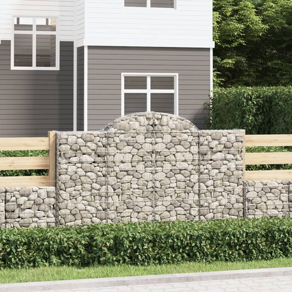 vidaXL Arched Gabion Baskets 5 pcs 200x30x120/140 cm Galvanised Iron
