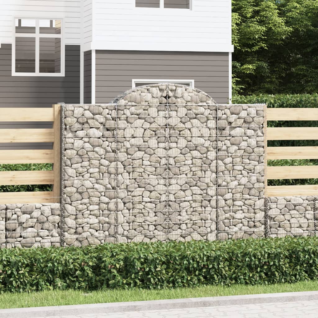 vidaXL Arched Gabion Baskets 3 pcs 200x30x160/180 cm Galvanised Iron