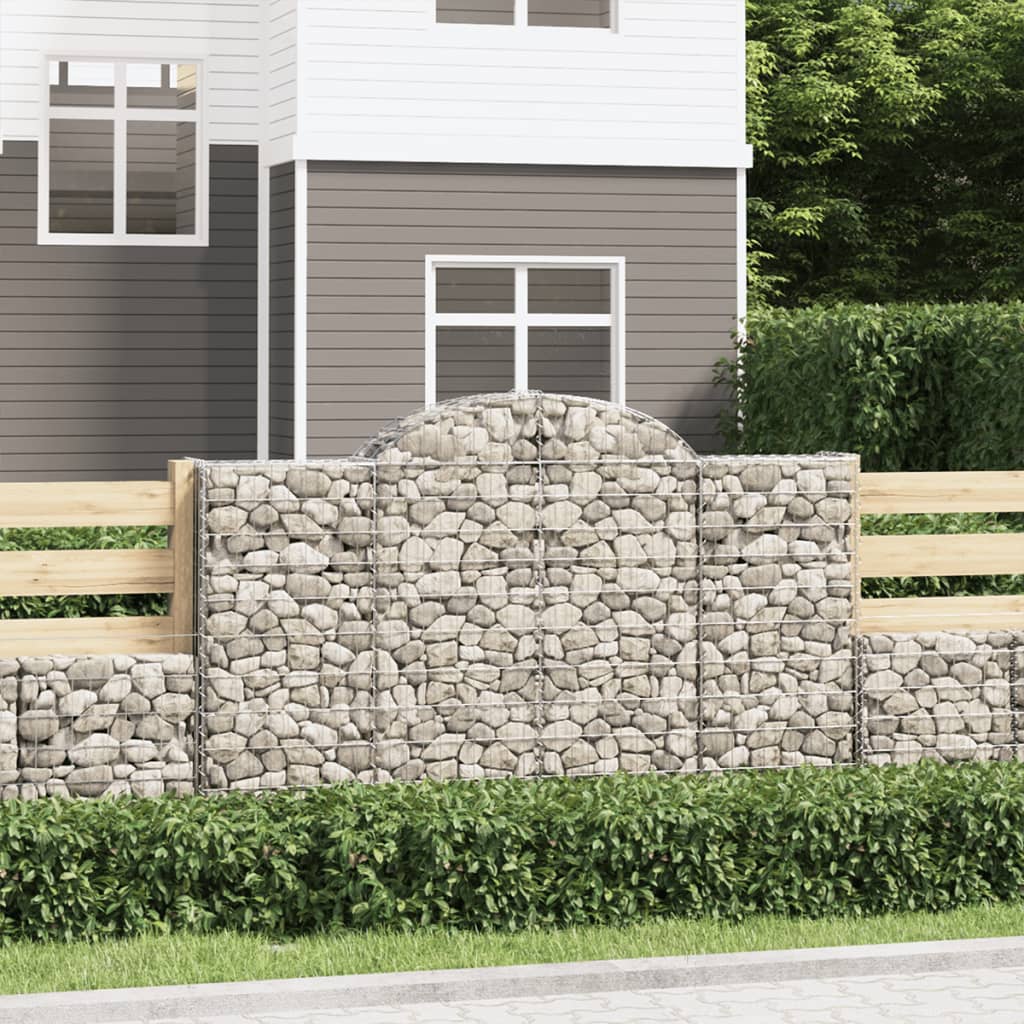vidaXL Arched Gabion Baskets 15 pcs 200x50x120/140 cm Galvanised Iron