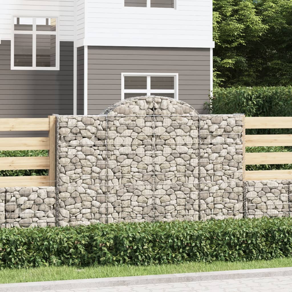 vidaXL Arched Gabion Baskets 8 pcs 200x50x140/160 cm Galvanised Iron