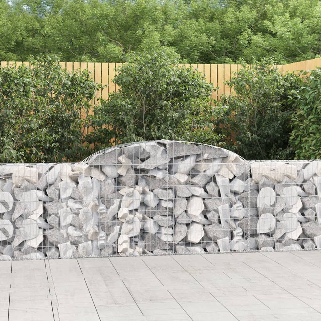 vidaXL Arched Gabion Baskets 20 pcs 300x30x80/100 cm Galvanised Iron