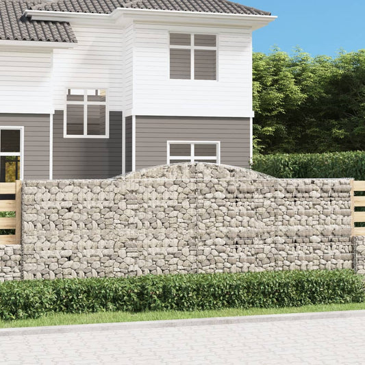 vidaXL Arched Gabion Baskets 4 pcs 400x30x140/160 cm Galvanised Iron