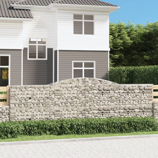 vidaXL Arched Gabion Baskets 9 pcs 400x50x120/140 cm Galvanised Iron