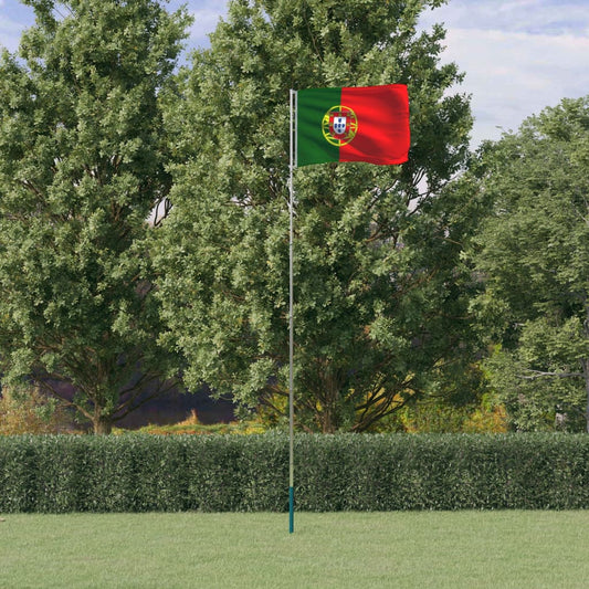 vidaXL Portugal Flag and Pole 5.55 m Aluminium