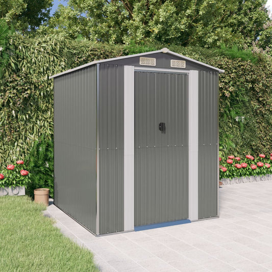vidaXL Garden Shed Light Grey 192x191x223 cm Galvanised Steel