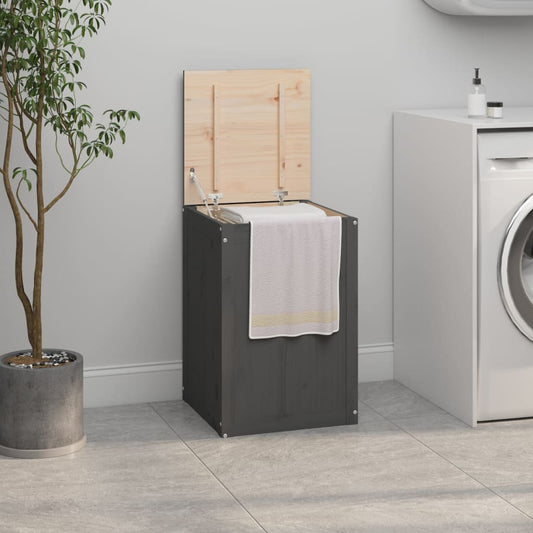 vidaXL Laundry Box Grey 44x44x66 cm Solid Wood Pine