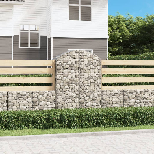 vidaXL Arched Gabion Basket 100x50x140/160 cm Galvanised Iron